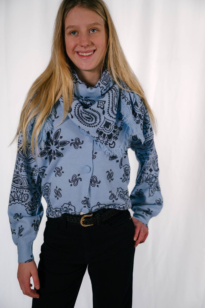 BENNY écharpe bleue imprimée bandana BENNY écharpe bleue imprimée bandana