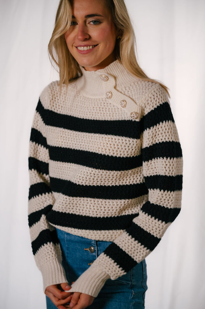 FLORIA pull a lignes beige et noir FLORIA pull a lignes beige et noir