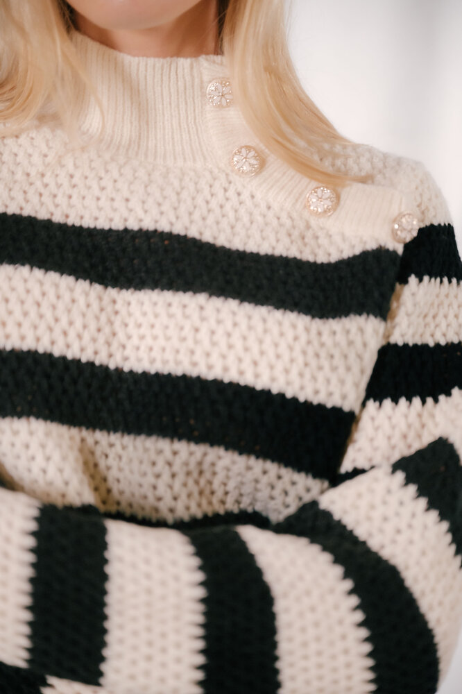 FLORIA pull a lignes beige et noir FLORIA pull a lignes beige et noir