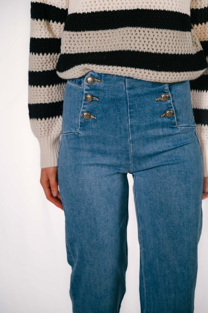 FLORIA pull a lignes beige et noir FLORIA pull a lignes beige et noir