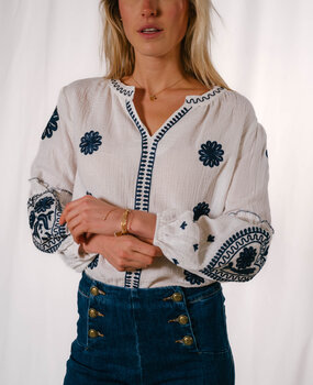 MAIA blouse blanche et marine