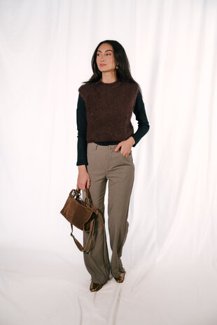 SHINA pull sans manches chocolat mohair SHINA pull sans manches chocolat mohair