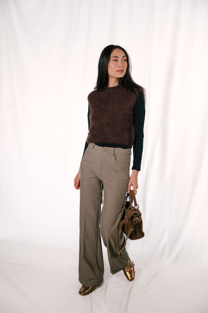 SHINA pull sans manches chocolat mohair SHINA pull sans manches chocolat mohair