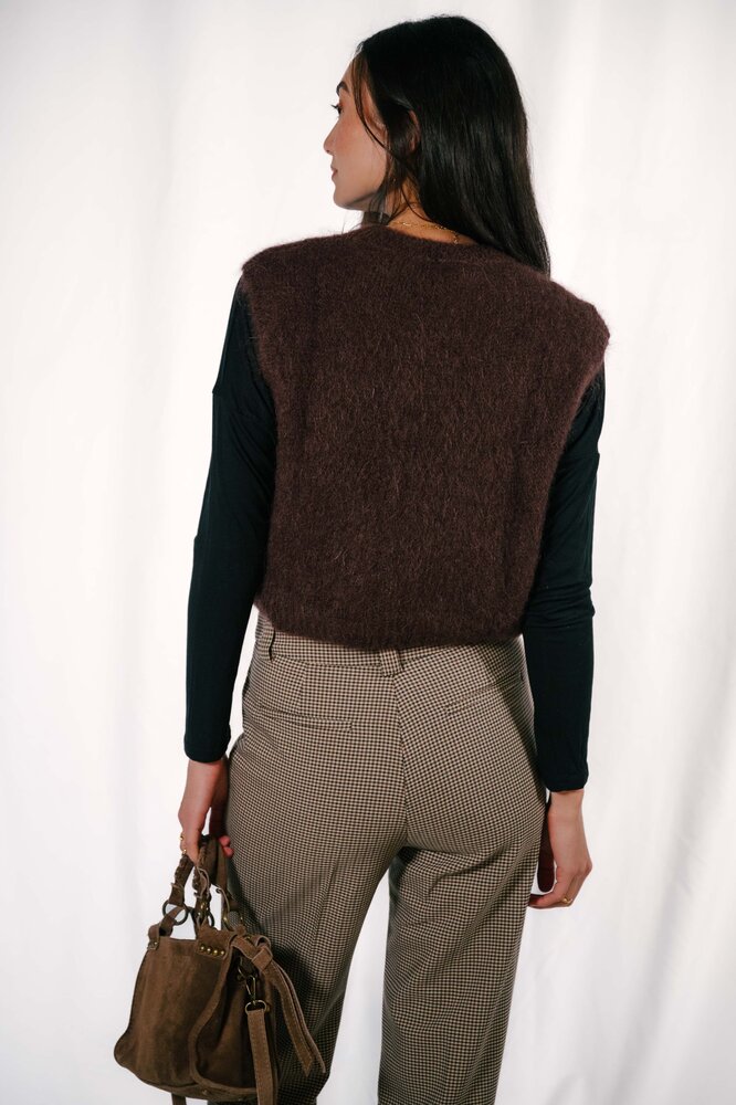 SHINA pull sans manches chocolat mohair SHINA pull sans manches chocolat mohair