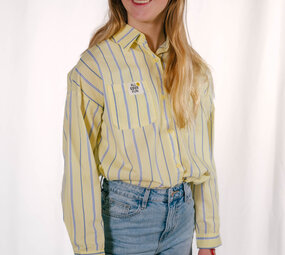 MILENE chemisier bleu et jaune pastel