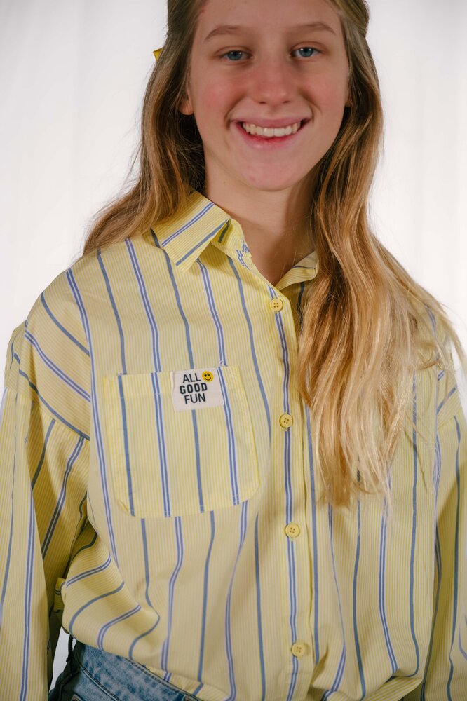 MILENE chemisier bleu et jaune pastel MILENE chemisier bleu et jaune pastel