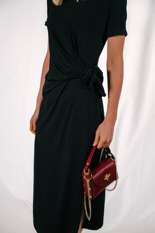 JUSTIN robe noire nœud a la taille