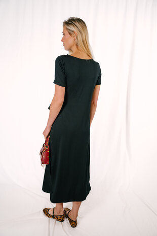 JUSTIN robe noire nœud a la taille