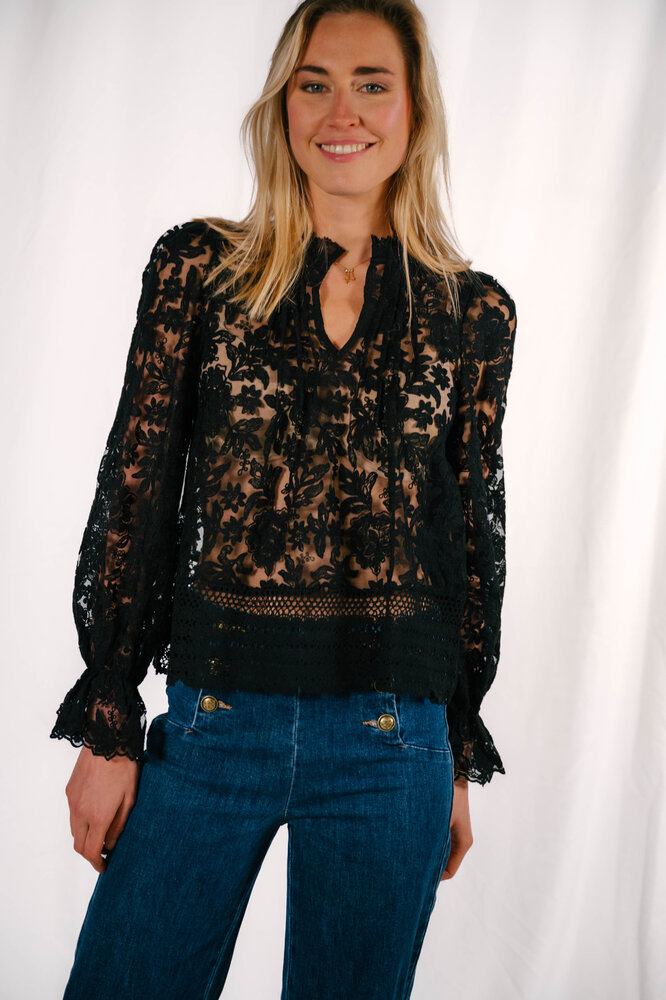 FELINDRA blouse en dentelle noire FELINDRA blouse en dentelle noire