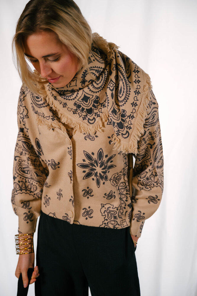 BENNY écharpe camel imprimée bandana BENNY écharpe camel imprimée bandana