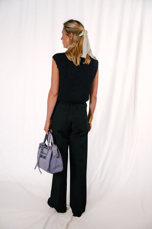 SHINA pull sans manches noir mohair