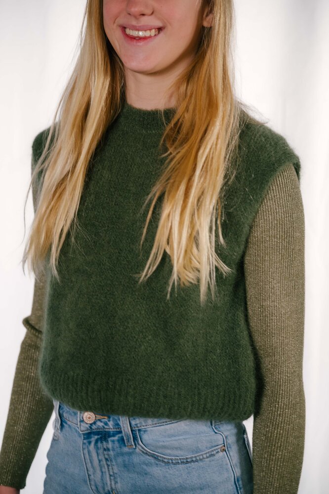 SHINA pull sans manches kaki mohair SHINA pull sans manches kaki mohair