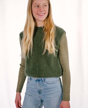 SHINA pull sans manches kaki mohair