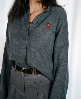 OPHELISE gilet anthracite avec un ourson