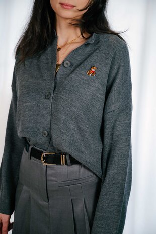 OPHELISE gilet anthracite avec un ourson OPHELISE gilet anthracite avec un ourson