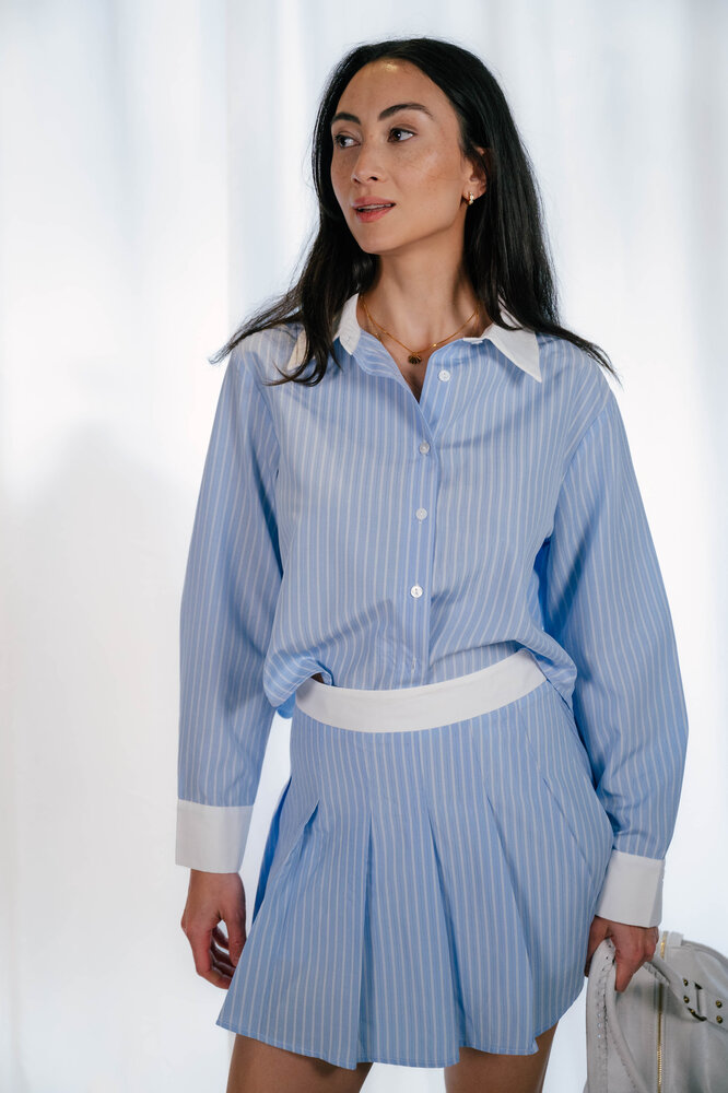 JENNIE chemise courte à rayures bleu