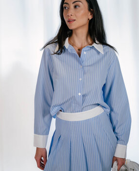 JENNIE chemise courte à rayures bleu