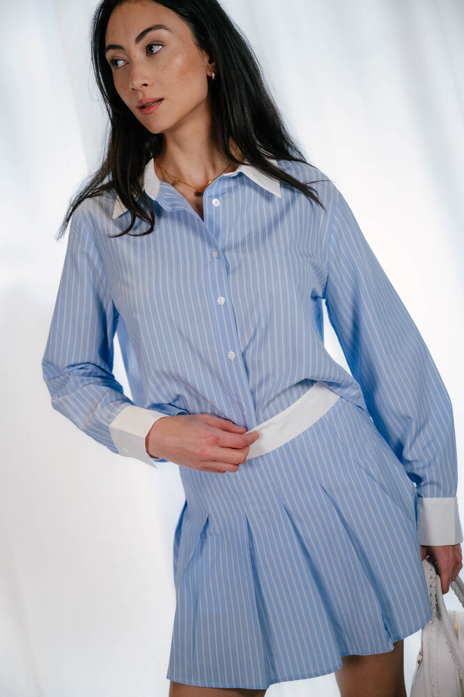 JENNIE chemise courte à rayures bleu