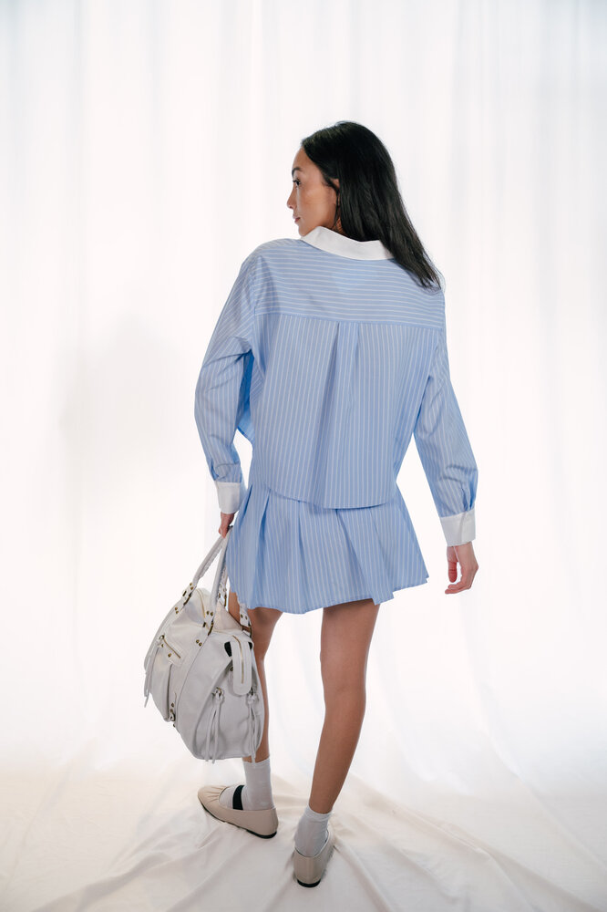 JENNIE chemise courte à rayures bleu