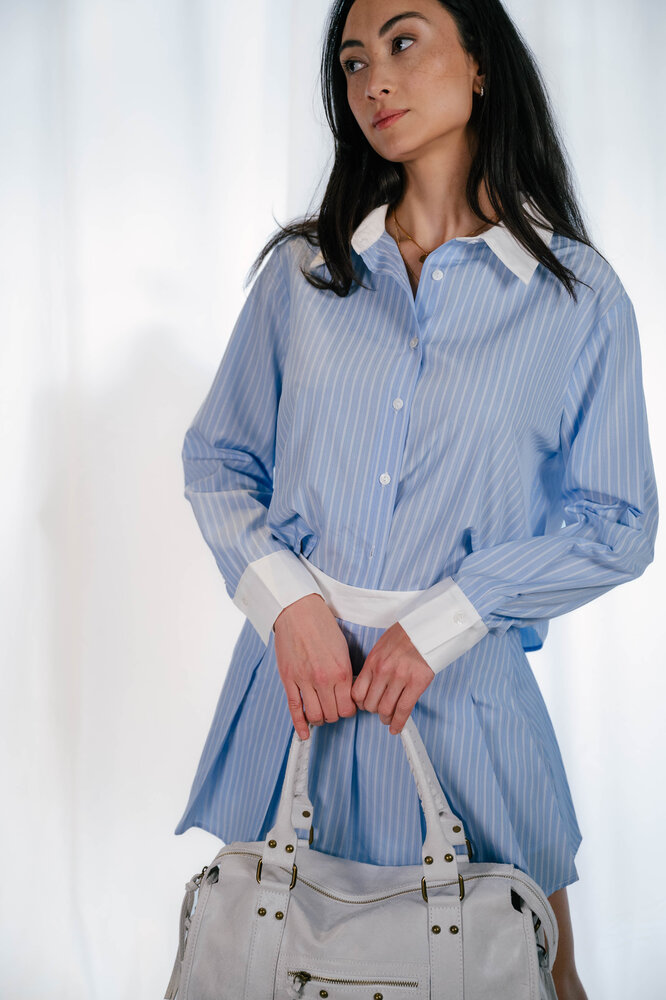 JENNIE chemise courte à rayures bleu