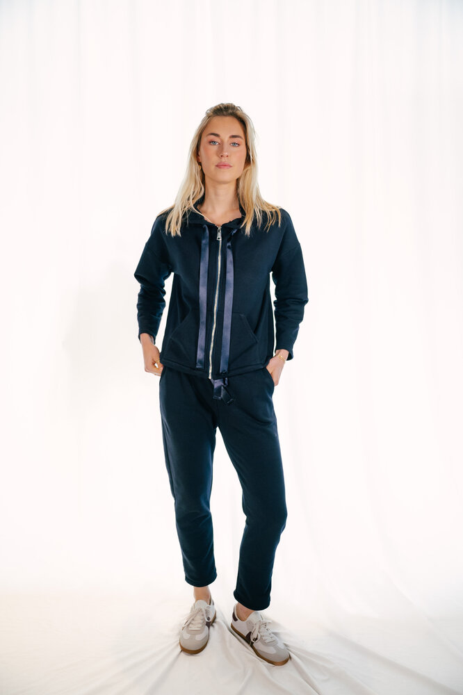 ANAE sweat à capuche bleu marine avec zip ANAE sweat à capuche bleu marine avec zip