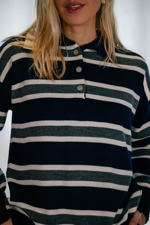 SYBIA polo à rayure bleu marine SYBIA polo à rayure bleu marine