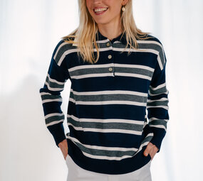 SYBIA polo à rayure bleu marine