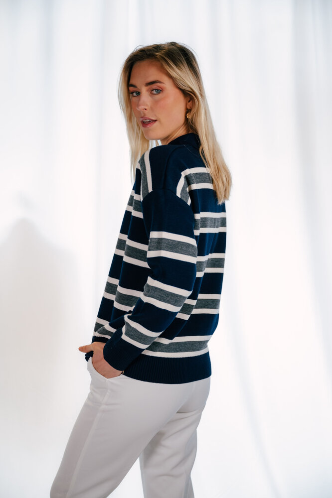 SYBIA polo à rayure bleu marine SYBIA polo à rayure bleu marine