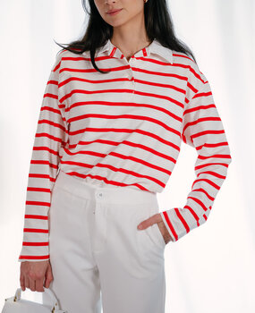 DAVINNA polo longue manche à rayure rouge