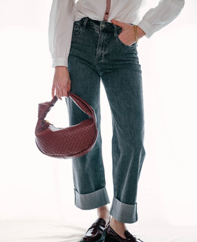 LOANA jean gris avec des bords