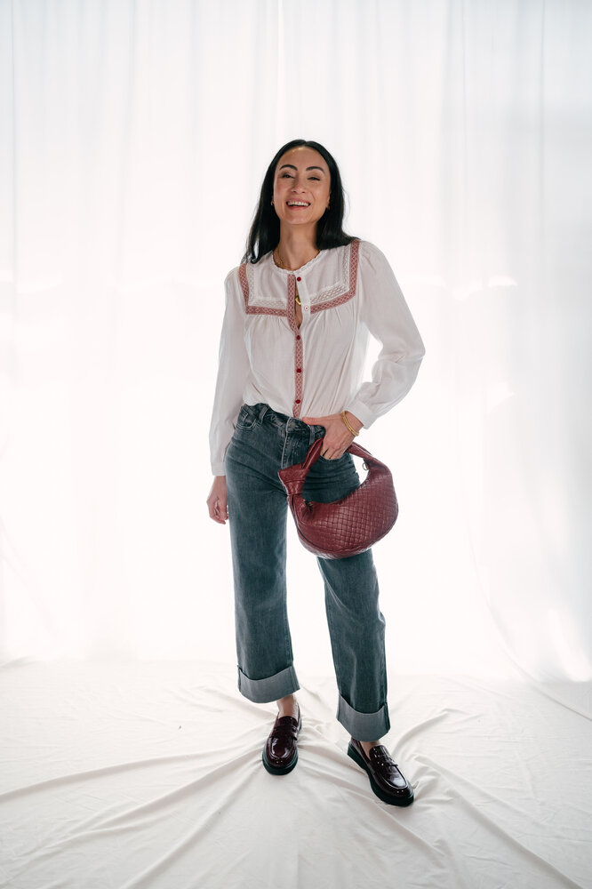 LOANA jean gris avec des bords LOANA jean gris avec des bords