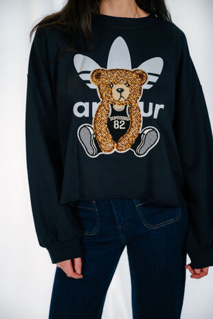 NOELLIE sweat bleu marine avec un ourson NOELLIE sweat bleu marine avec un ourson