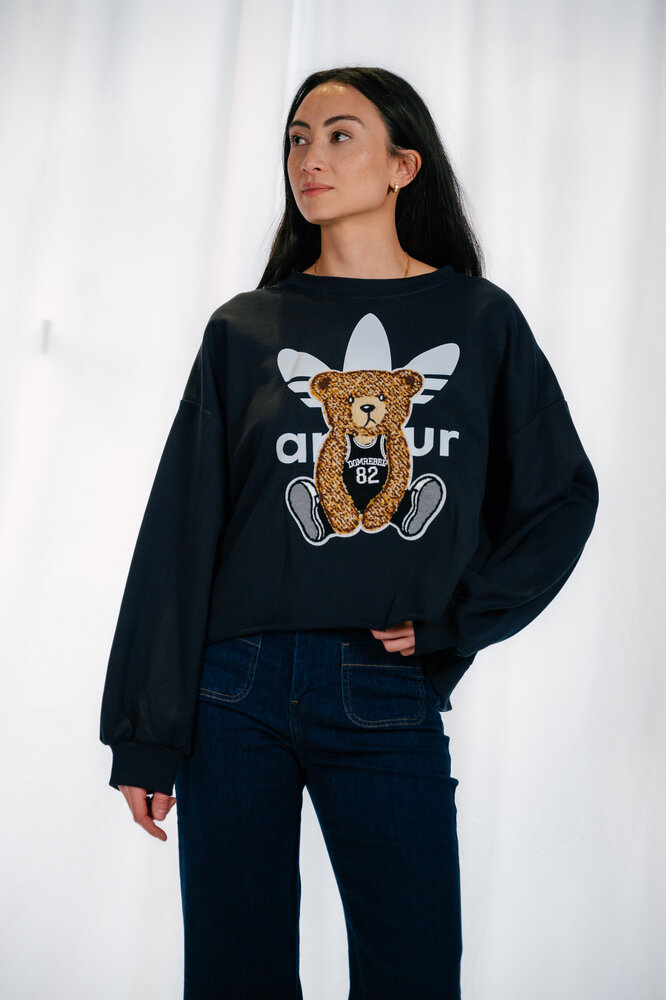 NOELLIE sweat bleu marine avec un ourson NOELLIE sweat bleu marine avec un ourson