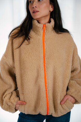 SHEYVI manteau effet mouton beige