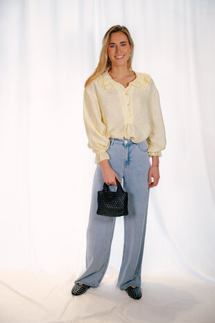 OPALINE blouse jaune à volant OPALINE blouse jaune à volant