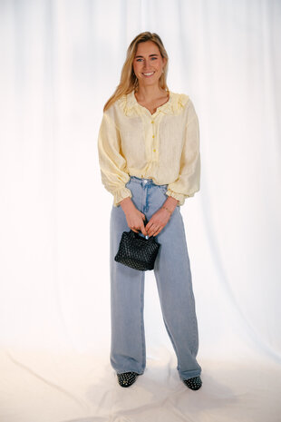 OPALINE blouse jaune à volant OPALINE blouse jaune à volant