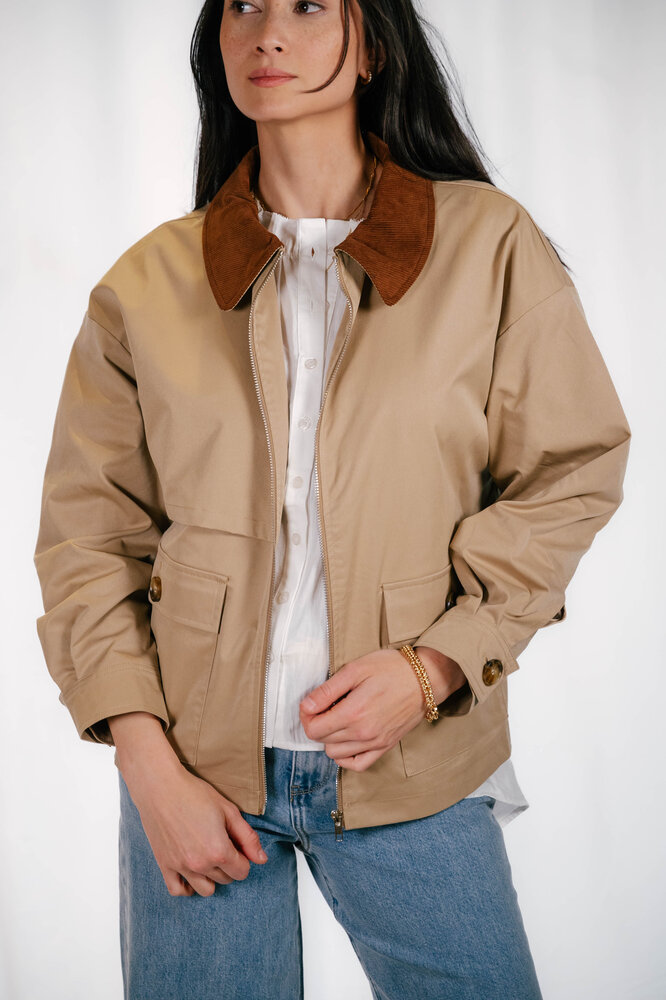 ATHENA veste camel à col marron ATHENA veste camel à col marron