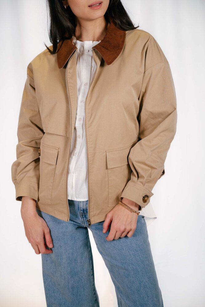 ATHENA veste camel à col marron ATHENA veste camel à col marron