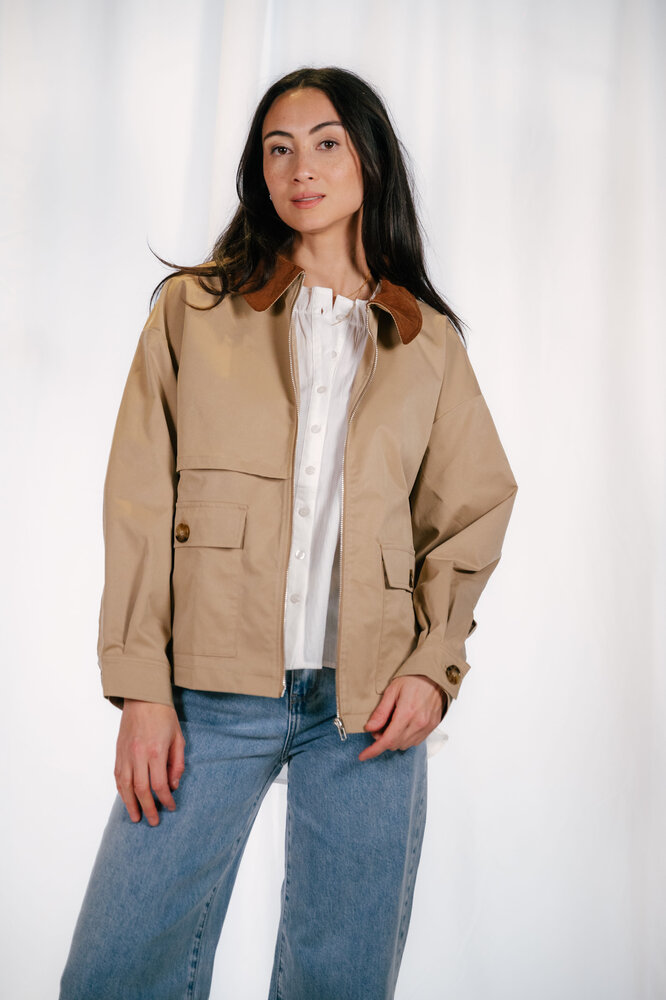 ATHENA veste camel à col marron ATHENA veste camel à col marron