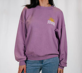 ISALIA sweat violet avec un imprimé soleil
