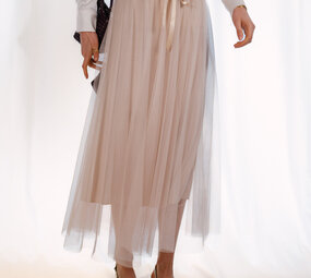 DIANA jupe en tulle longue beige