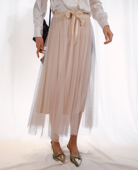 DIANA jupe en tulle longue beige