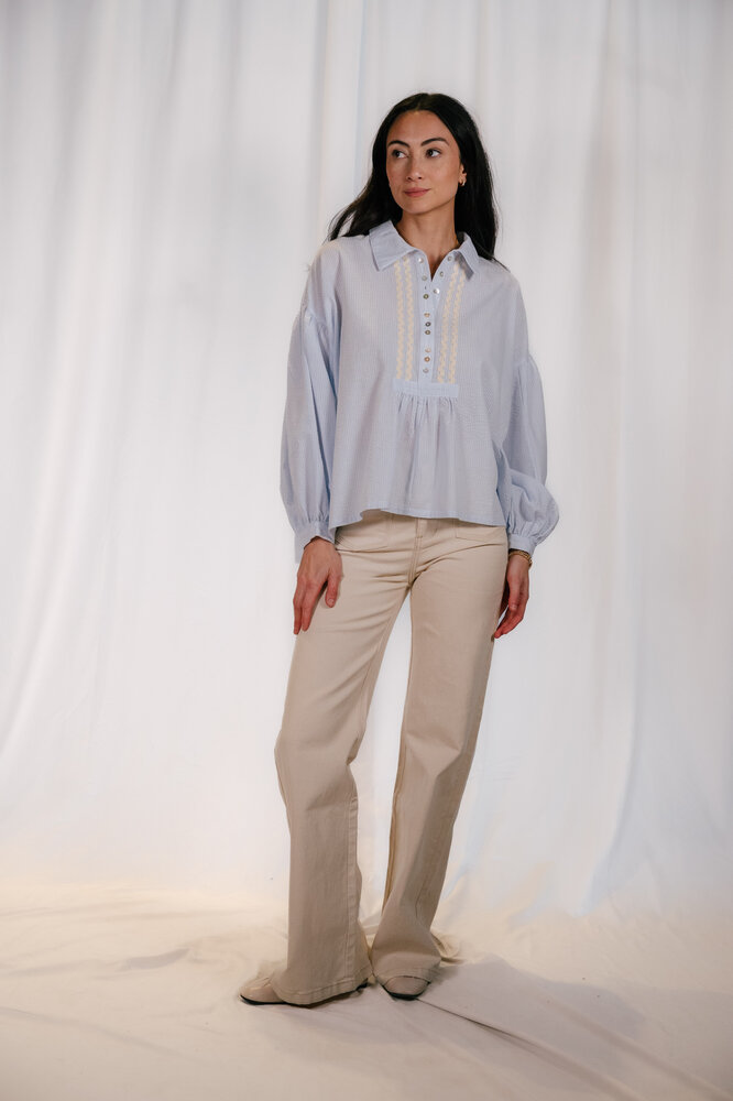 BRILLA blouse bleu à rayure BRILLA blouse bleu à rayure