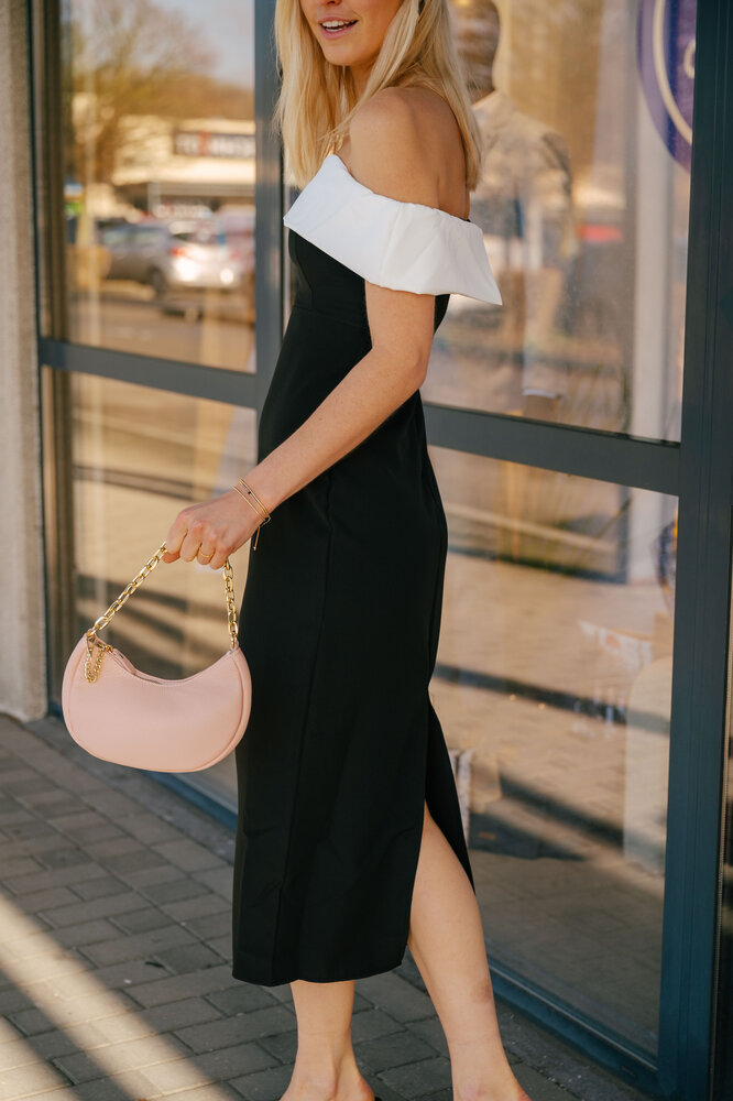 LEILA robe longue noire et blanche LEILA robe longue noire et blanche