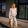 SALINA pantalon fluide vert et crème SALINA pantalon fluide vert et crème