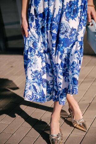 ALIYAH robe longue bleue fleurie ALIYAH robe longue bleue fleurie