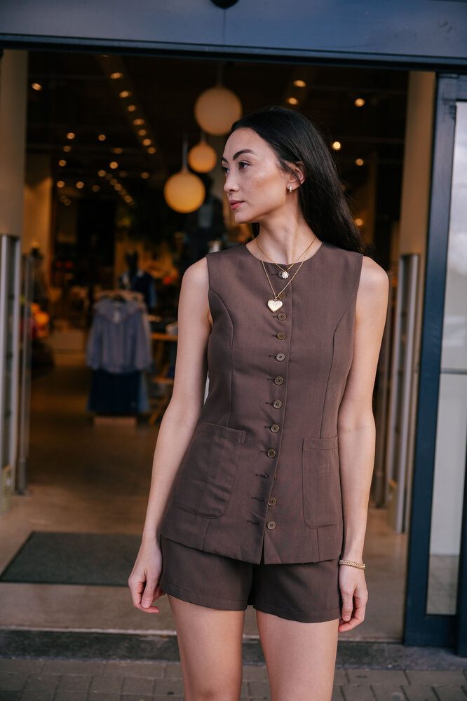 ORIA gilet sans manche chocolat ORIA gilet sans manche chocolat