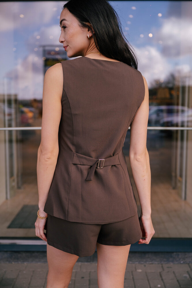 ORIA gilet sans manche chocolat ORIA gilet sans manche chocolat