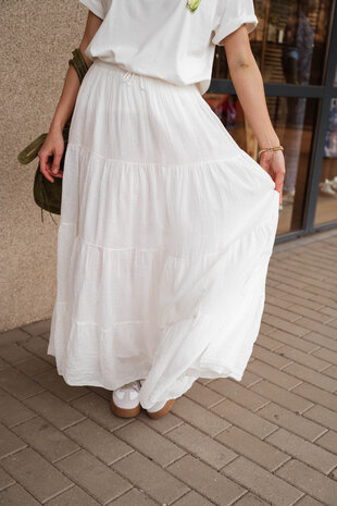 MARYAM longue jupe blanc