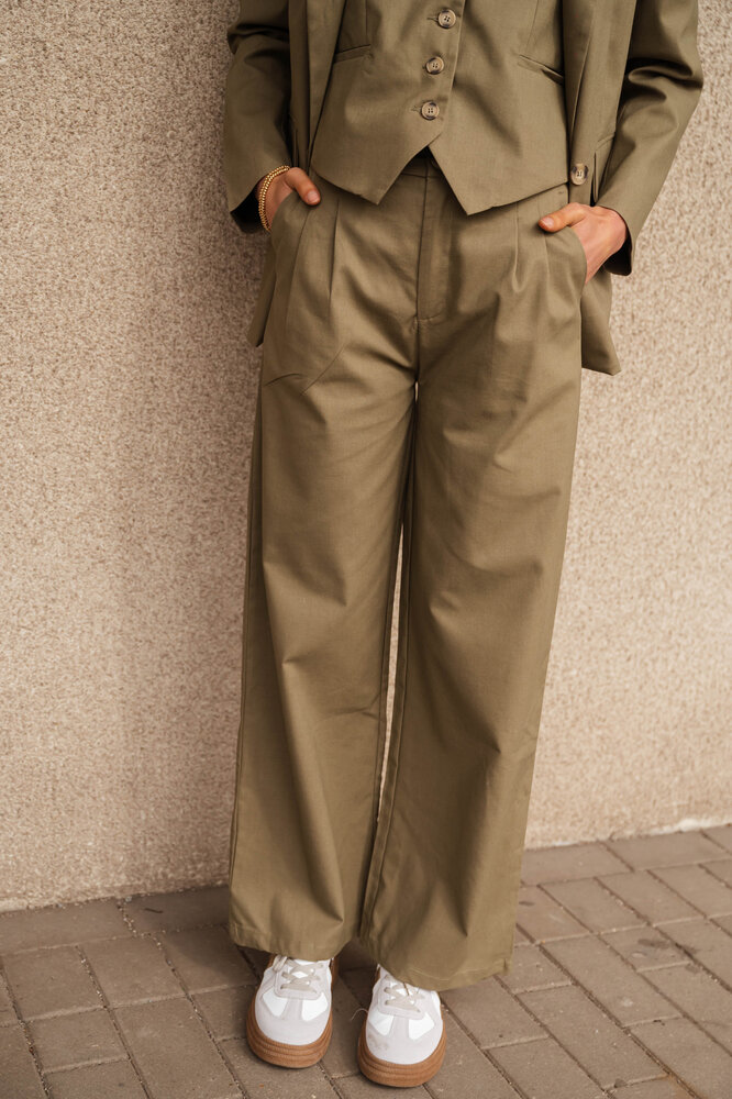 EMILE pantalon en lin kaki EMILE pantalon en lin kaki